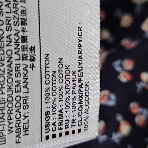 Gap Navy Blue Floral Print Button Down Slim Fit Short Sleeve Shirt - Picture 9 of 9